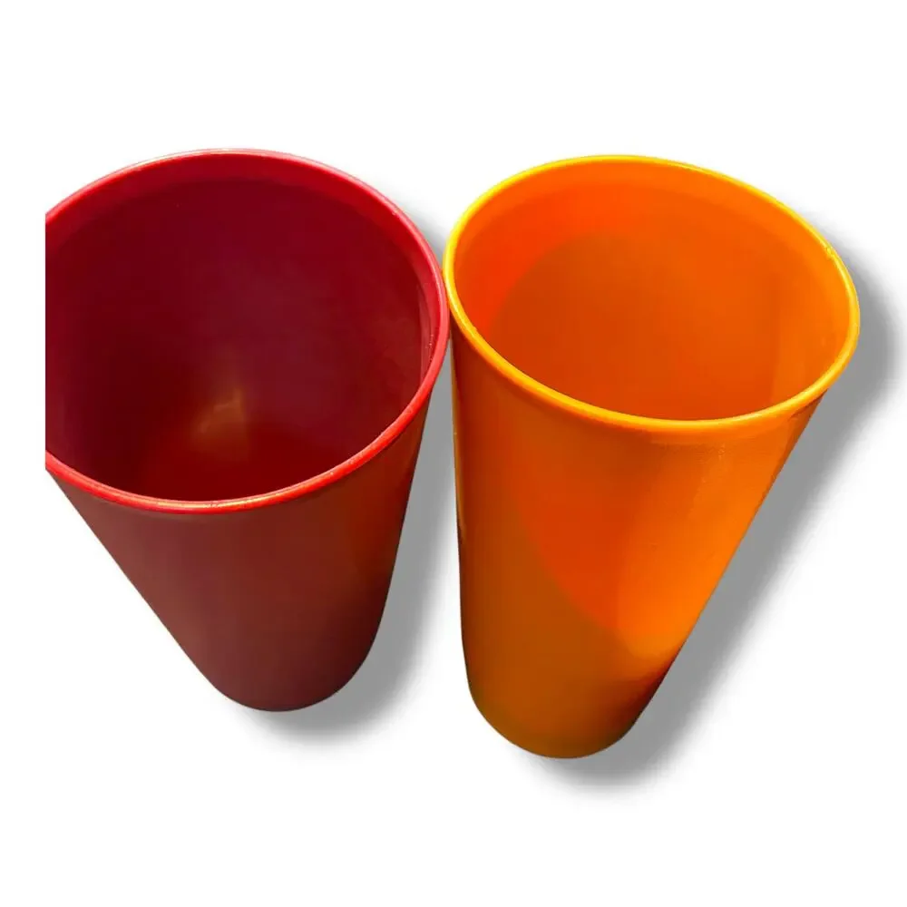 Tupperware Retro Amber Orange Bowls & Cups Set 1348 155 Kitchen Picnic Vintage